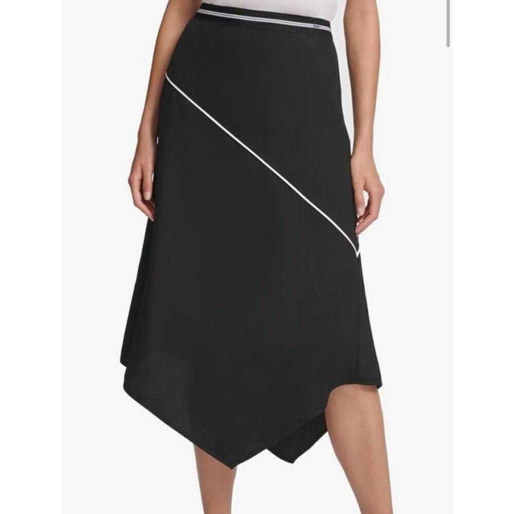 DKNY Women Black Asymmetrical Hem Skirt Size M